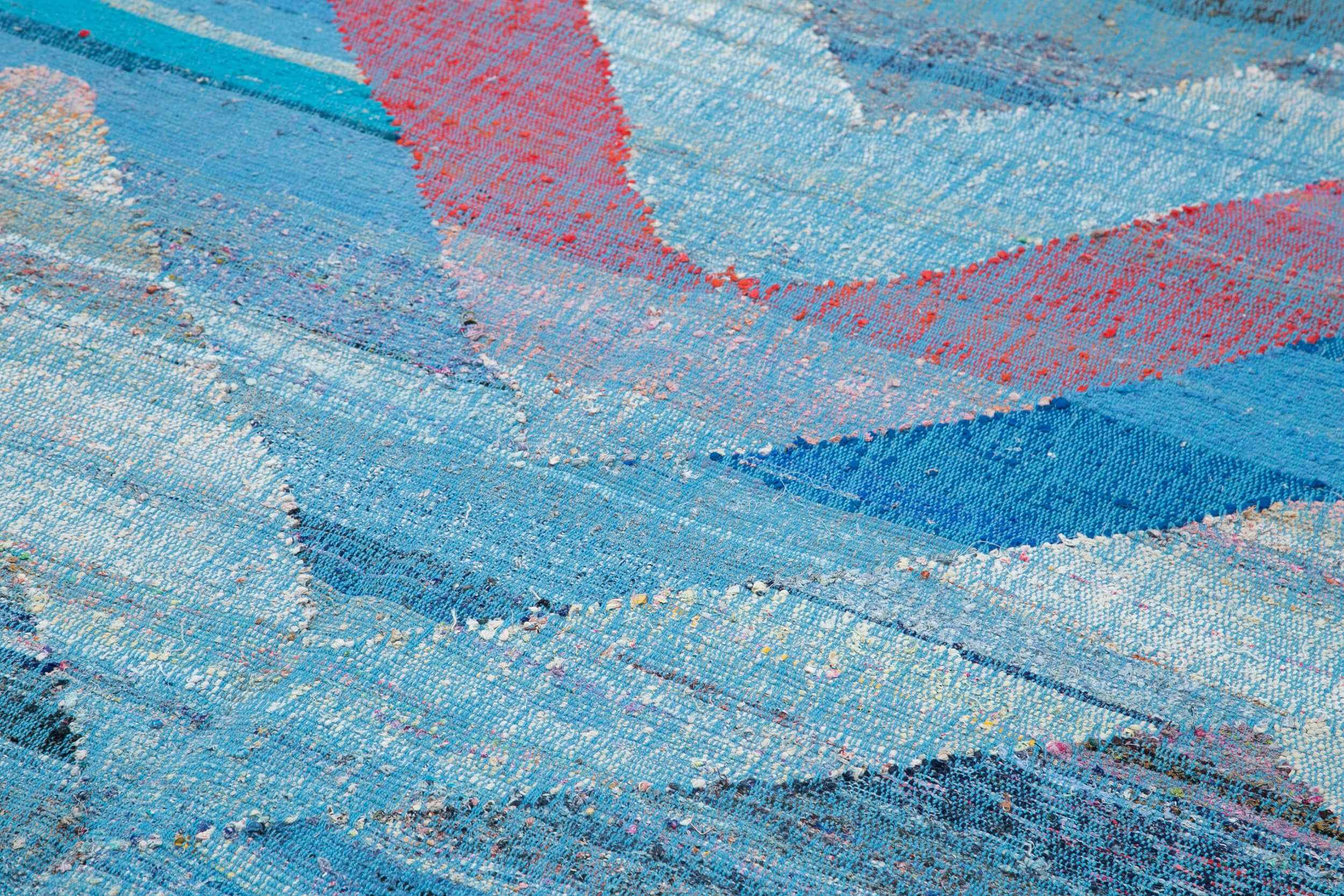 Scrap Mavi Geometrik Pamuk Yün El Dokuma Halısı 315x486 Agacan