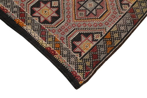 Geometric Kilim Kahverengi Geometrik Keçi Tüyü El Dokuma Halısı 198x325 Agacan