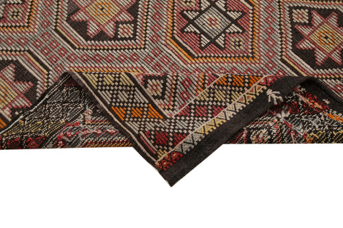 Geometric Kilim Kahverengi Geometrik Keçi Tüyü El Dokuma Halısı 198x325 Agacan