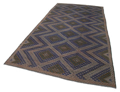 Geometric Kilim Kahverengi Geometrik Keçi Tüyü El Dokuma Halısı 178x369 Agacan