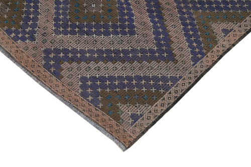 Geometric Kilim Kahverengi Geometrik Keçi Tüyü El Dokuma Halısı 178x369 Agacan