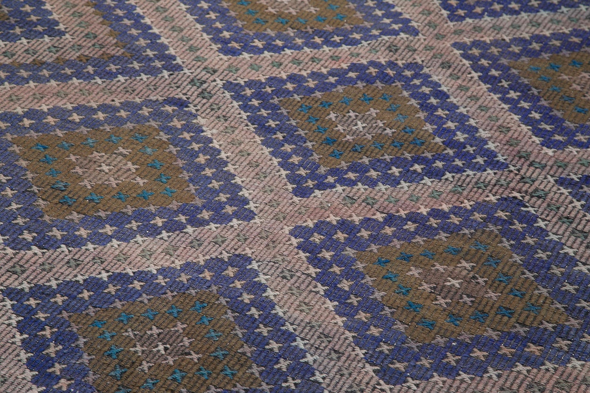 Geometric Kilim Kahverengi Geometrik Keçi Tüyü El Dokuma Halısı 178x369 Agacan