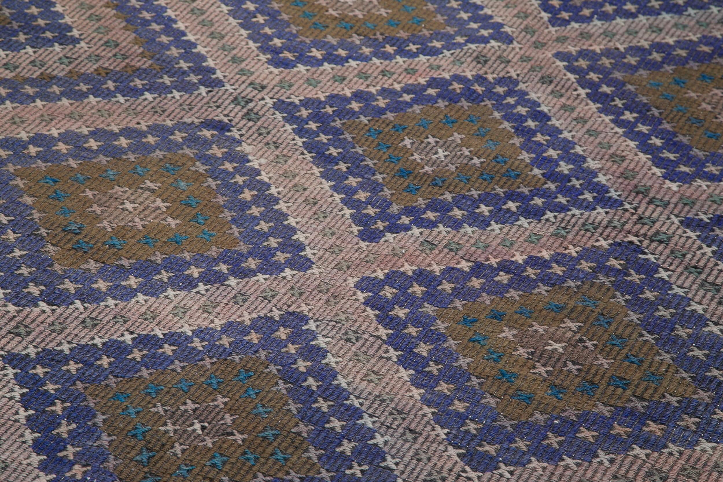 Geometric Kilim Kahverengi Geometrik Keçi Tüyü El Dokuma Halısı 178x369 Agacan
