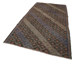 Geometric Kilim Kahverengi Geometrik Keçi Tüyü El Dokuma Halısı 164x314 Agacan