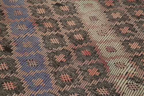 Geometric Kilim Kahverengi Geometrik Keçi Tüyü El Dokuma Halısı 164x314 Agacan