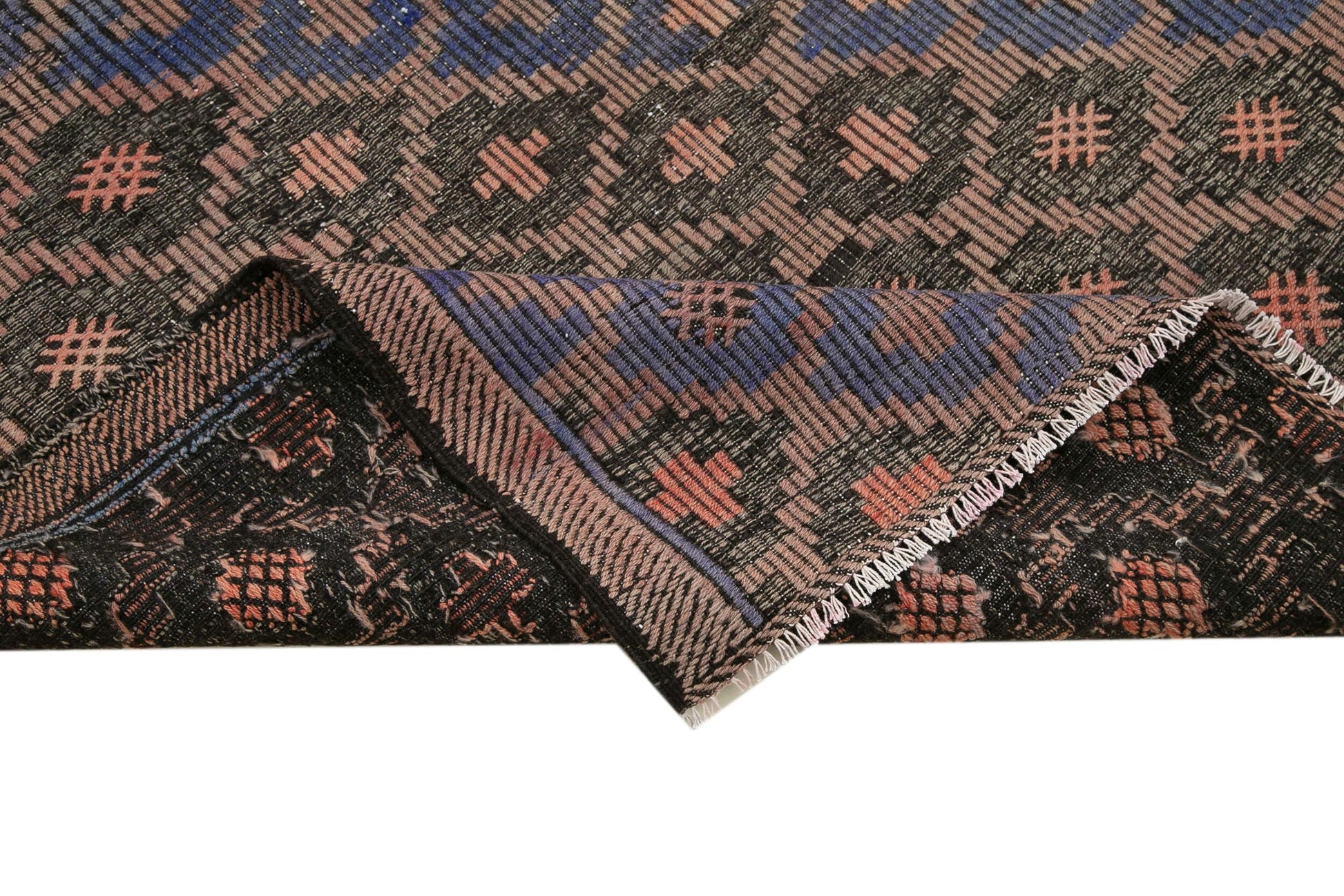 Geometric Kilim Kahverengi Geometrik Keçi Tüyü El Dokuma Halısı 164x314 Agacan