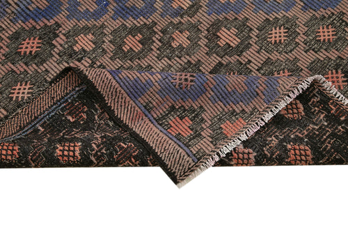 Geometric Kilim Kahverengi Geometrik Keçi Tüyü El Dokuma Halısı 164x314 Agacan