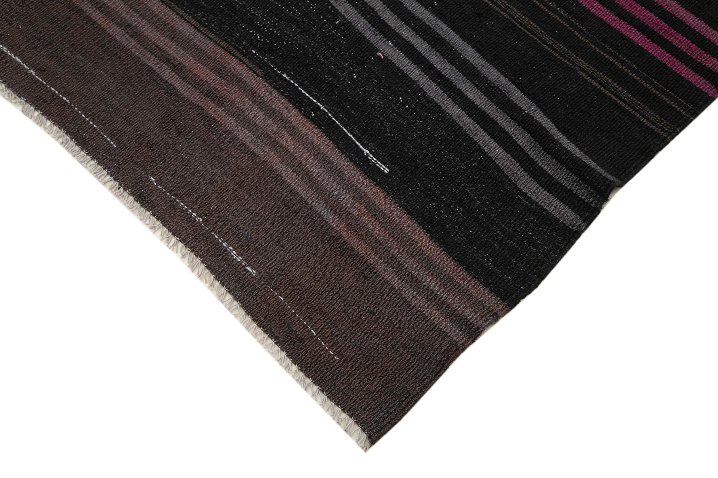 Geometric Kilim Siyah Geometrik Keçi Tüyü El Dokuma Halısı 200x322 Agacan