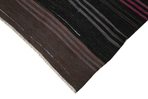 Geometric Kilim Siyah Geometrik Keçi Tüyü El Dokuma Halısı 200x322 Agacan