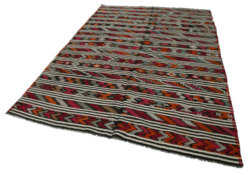 Geometric Kilim Beyaz Geometrik Keçi Tüyü El Dokuma Halısı 194x292 Agacan