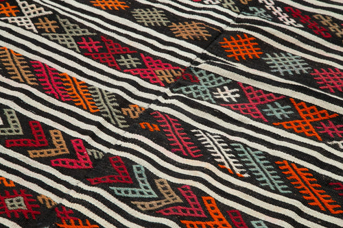 Geometric Kilim Beyaz Geometrik Keçi Tüyü El Dokuma Halısı 194x292 Agacan