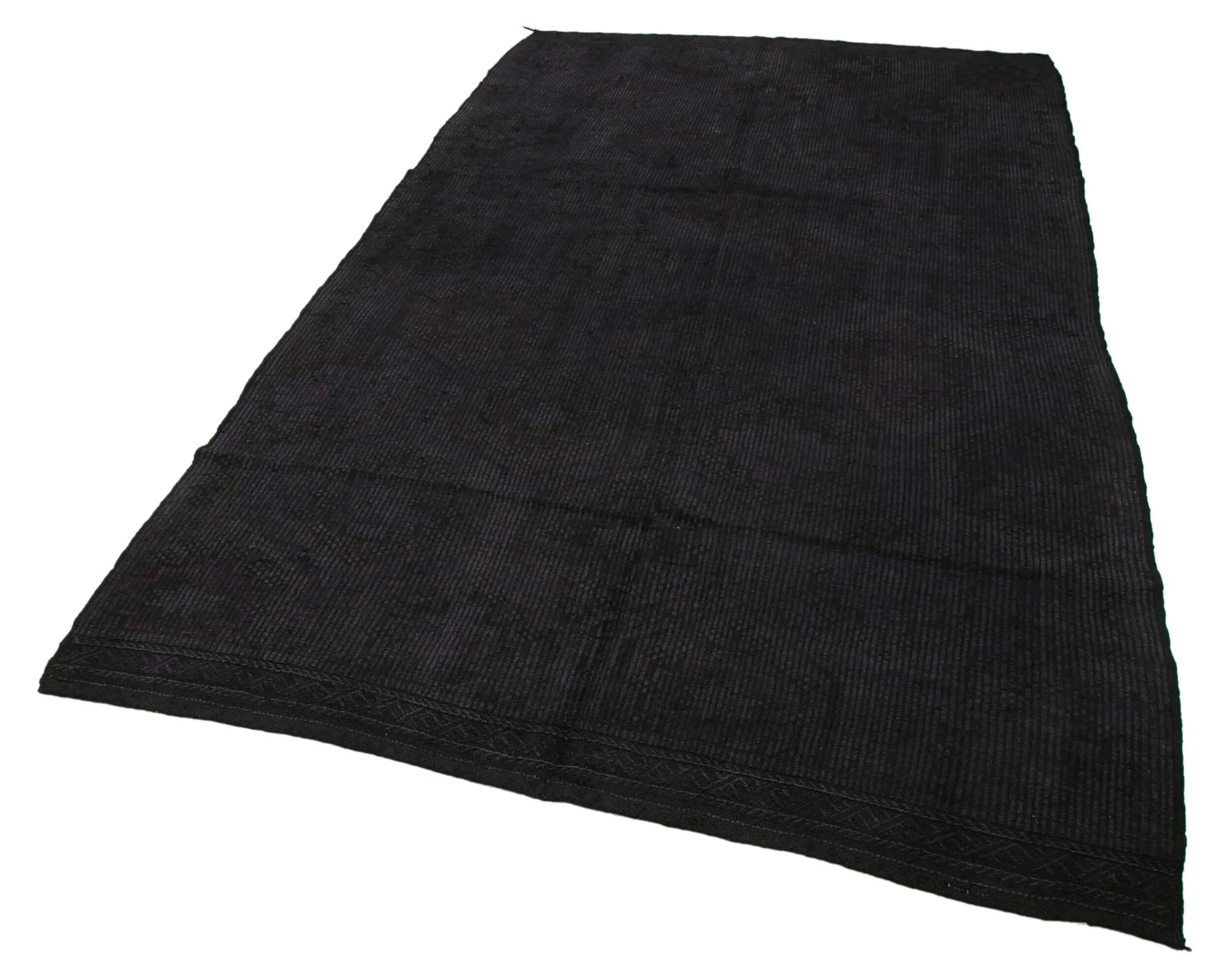 Geometric Kilim Siyah Geometrik Keçi Tüyü El Dokuma Halısı 173x303 Agacan