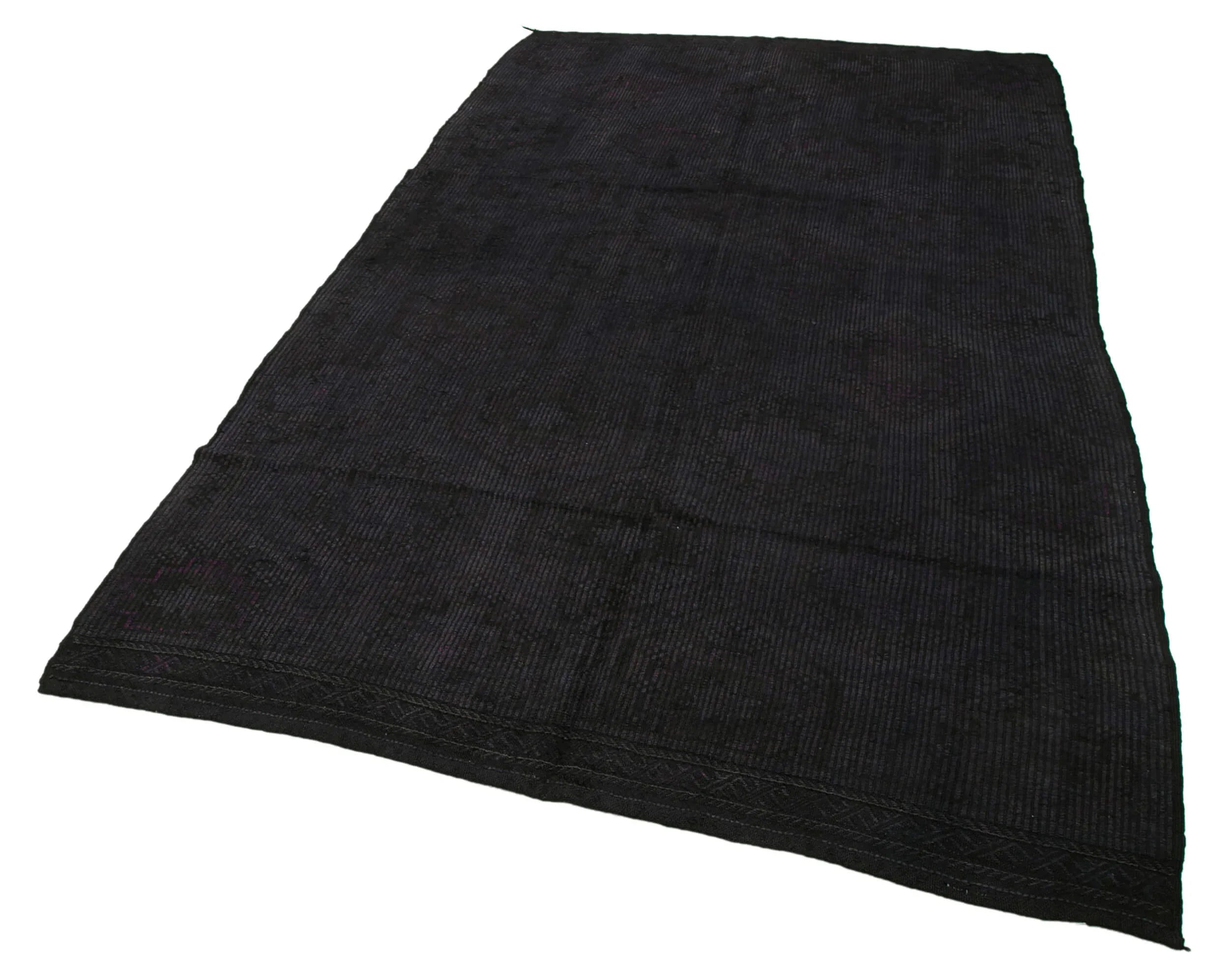Geometric Kilim Siyah Geometrik Keçi Tüyü El Dokuma Halısı 173x303 Agacan