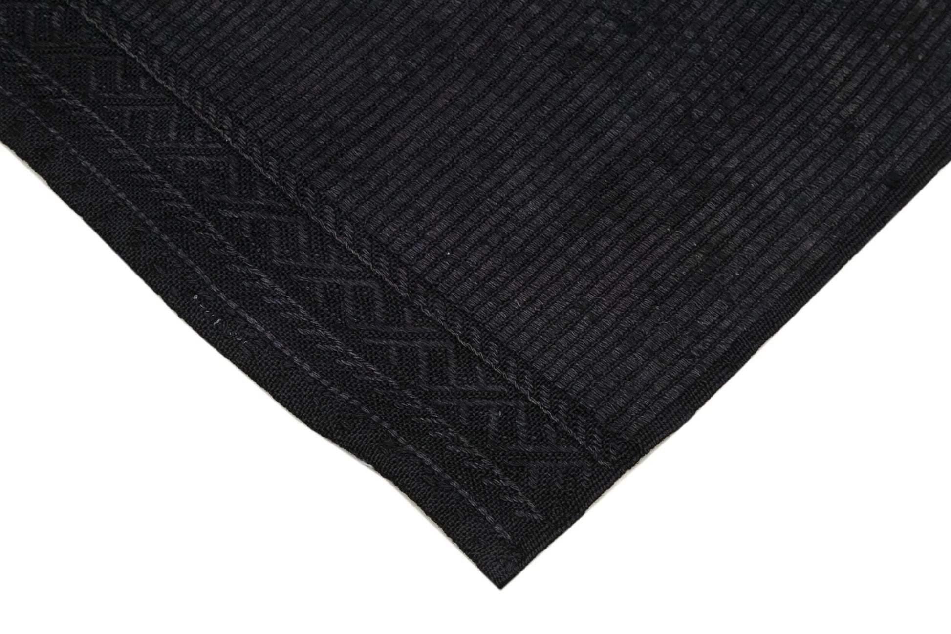 Geometric Kilim Siyah Geometrik Keçi Tüyü El Dokuma Halısı 173x303 Agacan