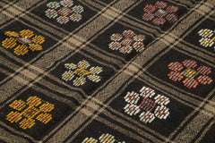 Geometric Kilim Kahverengi Geometrik Keçi Tüyü El Dokuma Halısı 197x245 Agacan