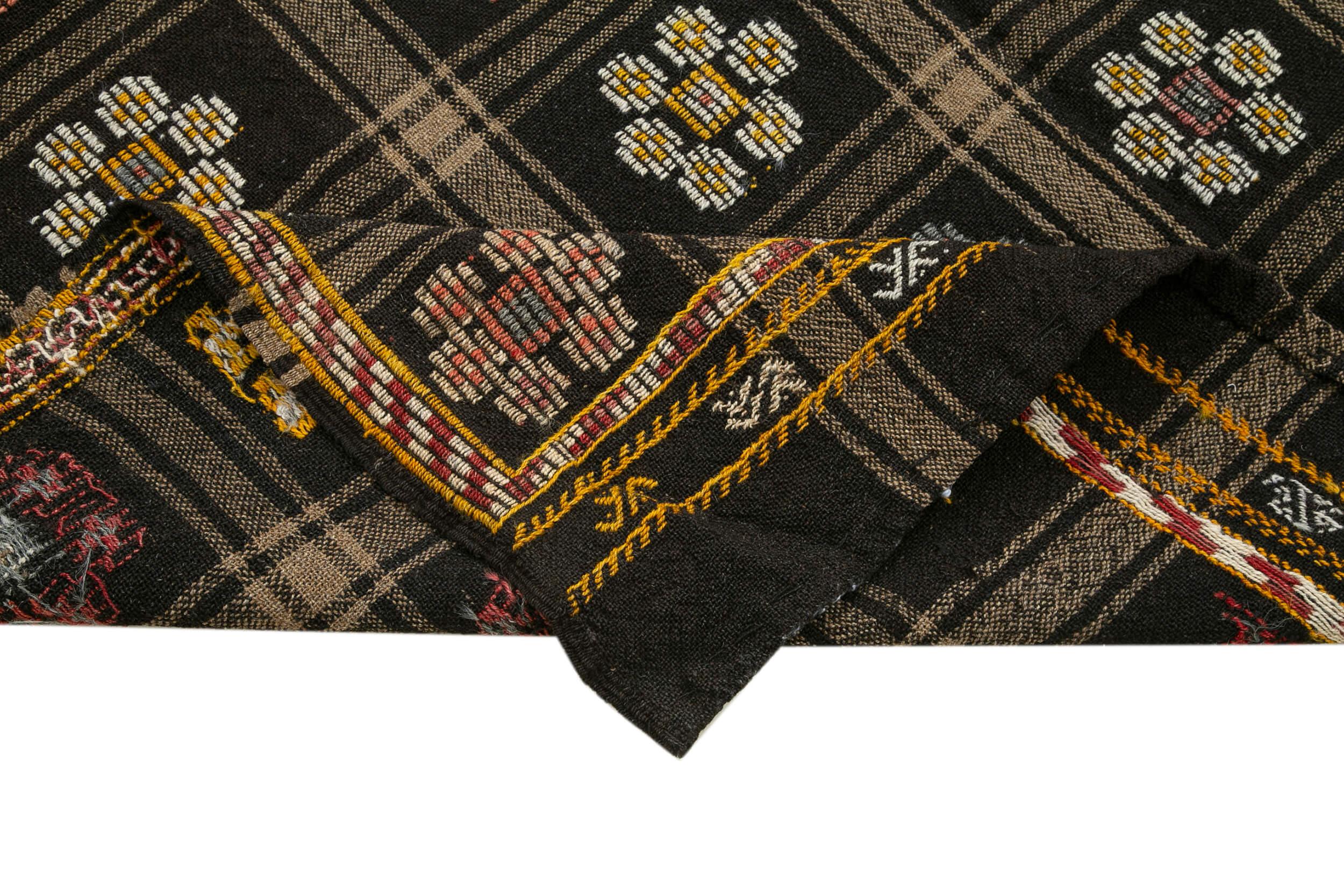 Geometric Kilim Kahverengi Geometrik Keçi Tüyü El Dokuma Halısı 197x245 Agacan