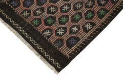 Geometric Kilim Kahverengi Geometrik Keçi Tüyü El Dokuma Halısı 202x300 Agacan