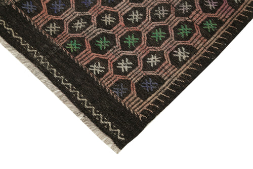 Geometric Kilim Kahverengi Geometrik Keçi Tüyü El Dokuma Halısı 202x300 Agacan