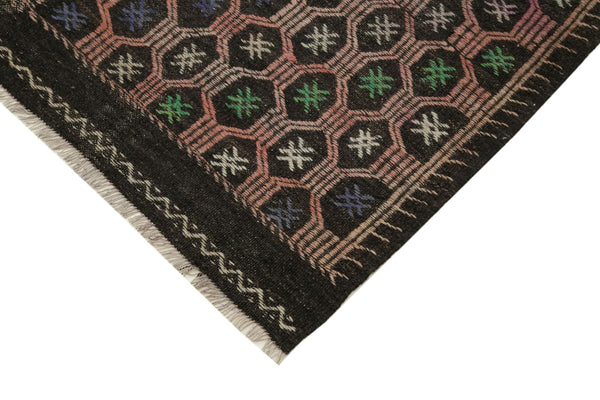 Geometric Kilim Kahverengi Geometrik Keçi Tüyü El Dokuma Halısı 202x300 Agacan