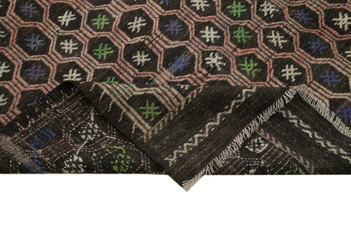 Geometric Kilim Kahverengi Geometrik Keçi Tüyü El Dokuma Halısı 202x300 Agacan