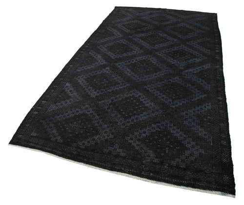 Geometric Kilim Siyah Geometrik Keçi Tüyü El Dokuma Halısı 161x315 Agacan