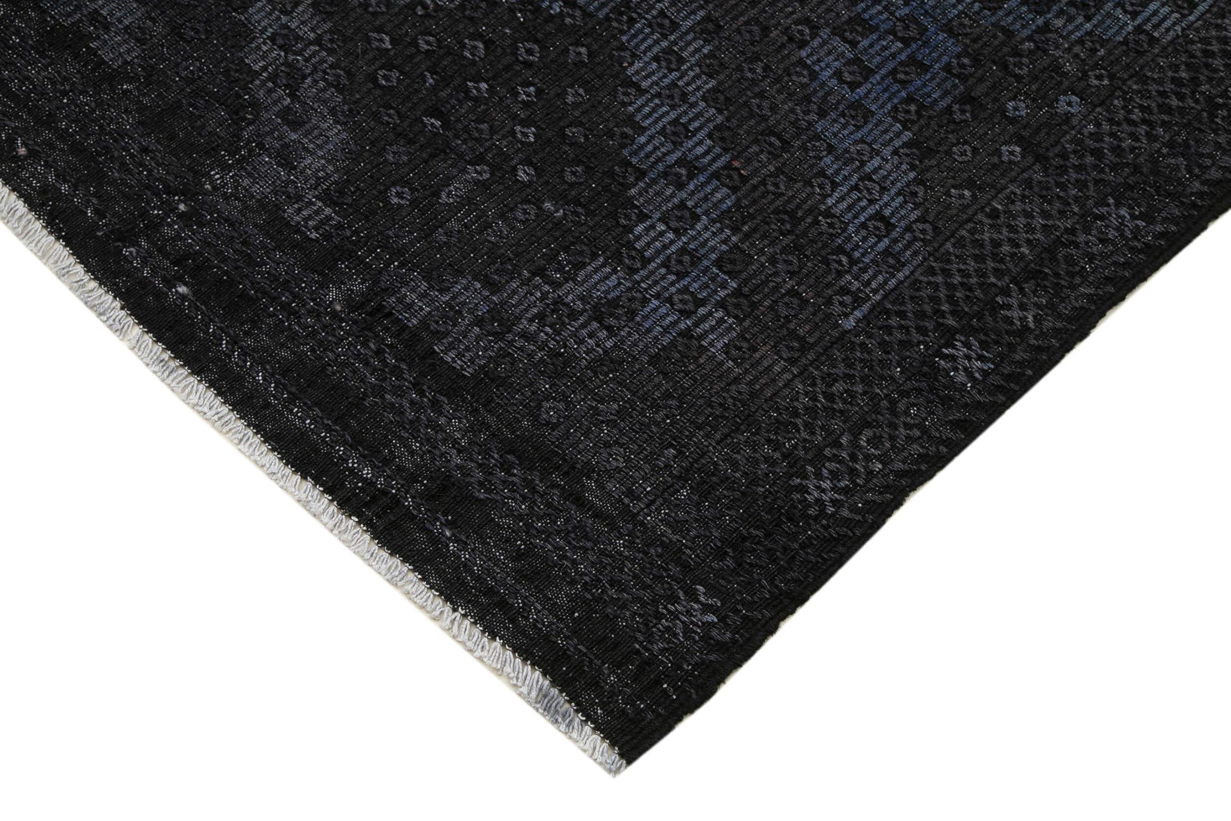 Geometric Kilim Siyah Geometrik Keçi Tüyü El Dokuma Halısı 161x315 Agacan