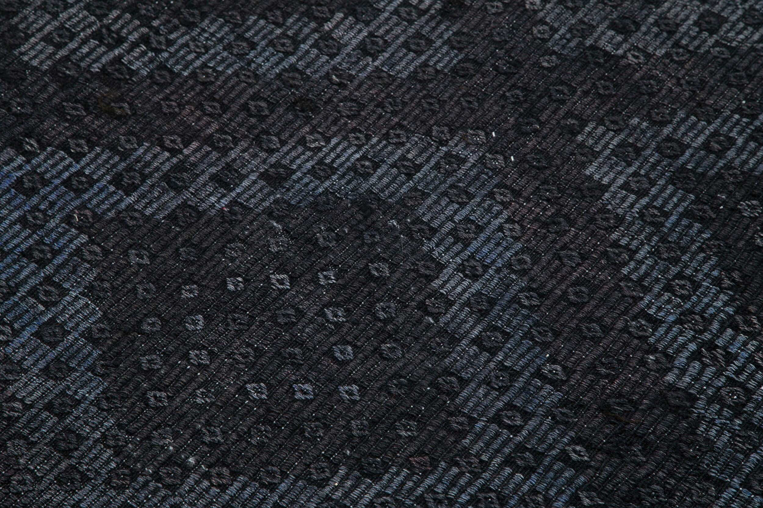 Geometric Kilim Siyah Geometrik Keçi Tüyü El Dokuma Halısı 161x315 Agacan