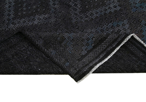 Geometric Kilim Siyah Geometrik Keçi Tüyü El Dokuma Halısı 161x315 Agacan