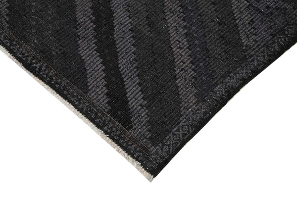 Geometric Kilim Siyah Geometrik Keçi Tüyü El Dokuma Halısı 195x318 Agacan