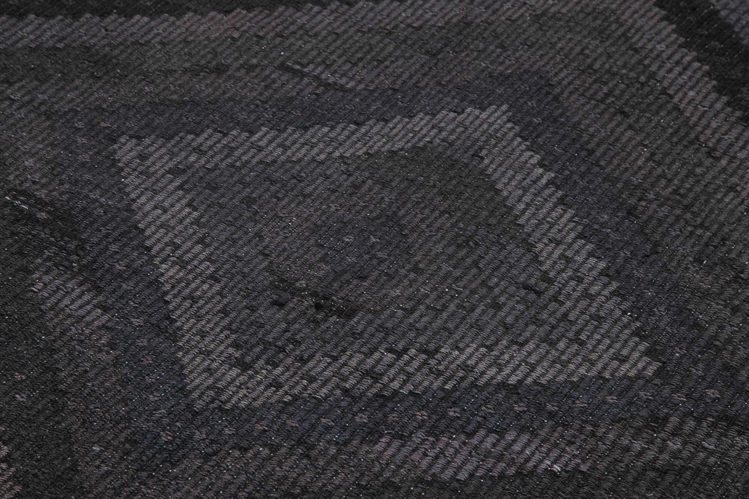 Geometric Kilim Siyah Geometrik Keçi Tüyü El Dokuma Halısı 195x318 Agacan