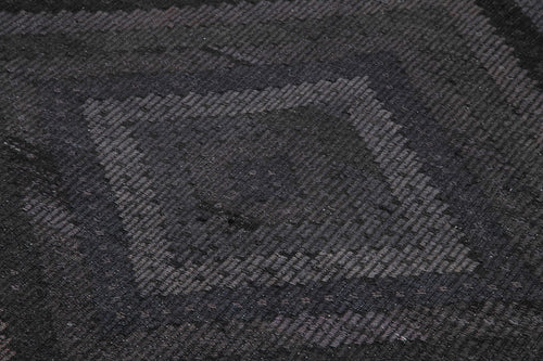 Geometric Kilim Siyah Geometrik Keçi Tüyü El Dokuma Halısı 195x318 Agacan