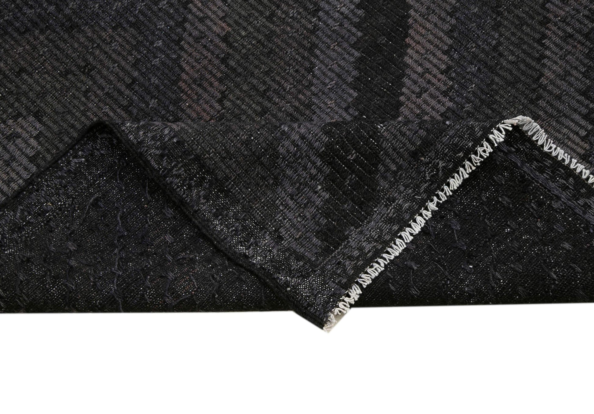 Geometric Kilim Siyah Geometrik Keçi Tüyü El Dokuma Halısı 195x318 Agacan