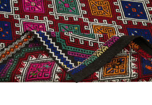 Geometric Kilim Beyaz Geometrik Keçi Tüyü El Dokuma Halısı 248x312 Agacan