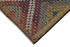 Geometric Kilim Bej Geometrik Keçi Tüyü El Dokuma Halısı 177x385 Agacan