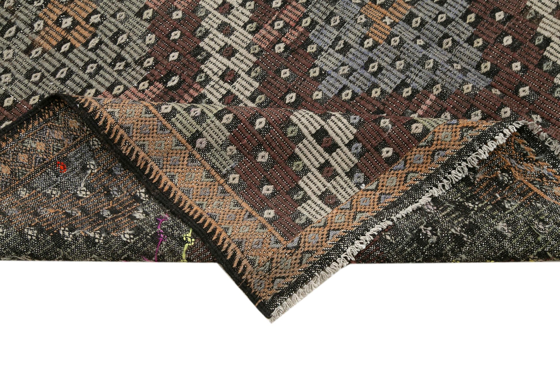 Geometric Kilim Bej Geometrik Keçi Tüyü El Dokuma Halısı 177x385 Agacan