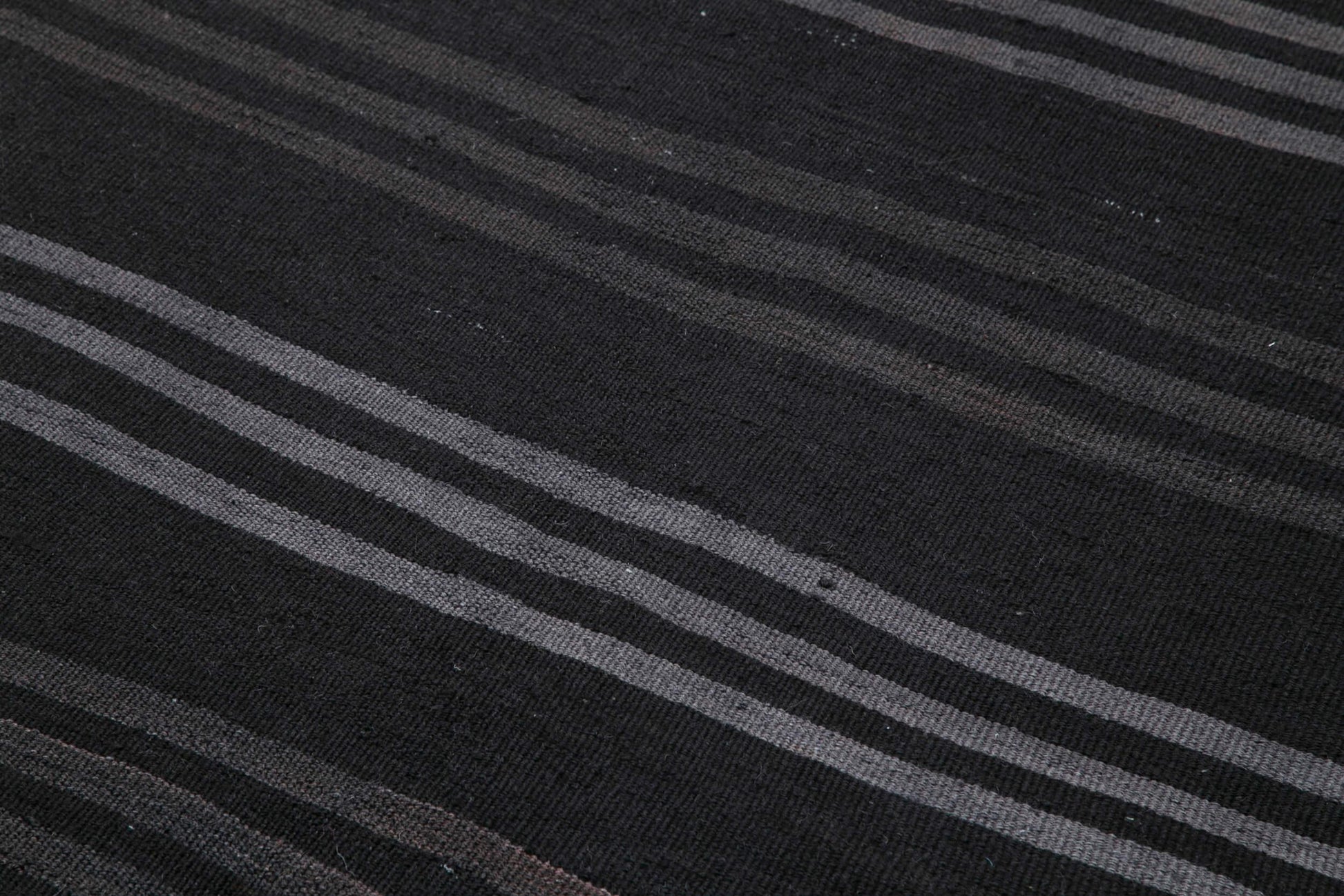 Geometric Kilim Siyah Geometrik Keçi Tüyü El Dokuma Halısı 145x375 Agacan