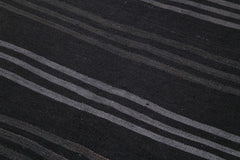 Geometric Kilim Siyah Geometrik Keçi Tüyü El Dokuma Halısı 145x375 Agacan