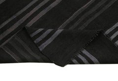 Geometric Kilim Siyah Geometrik Keçi Tüyü El Dokuma Halısı 145x375 Agacan