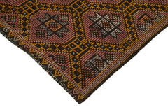Geometric Kilim Kahverengi Geometrik Keçi Tüyü El Dokuma Halısı 178x324 Agacan