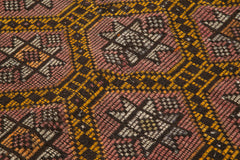 Geometric Kilim Kahverengi Geometrik Keçi Tüyü El Dokuma Halısı 178x324 Agacan