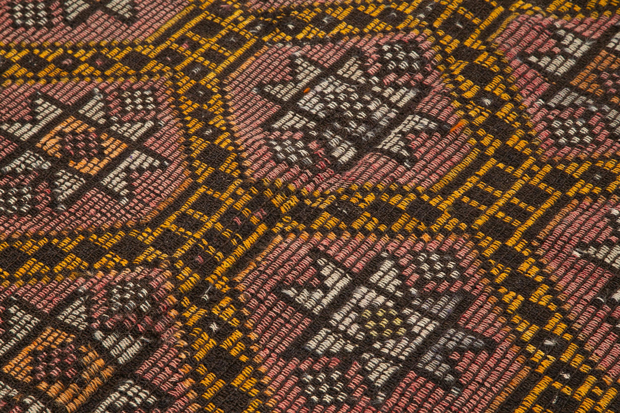 Geometric Kilim Kahverengi Geometrik Keçi Tüyü El Dokuma Halısı 178x324 Agacan