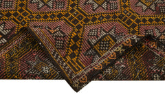 Geometric Kilim Kahverengi Geometrik Keçi Tüyü El Dokuma Halısı 178x324 Agacan