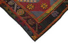 Geometric Kilim Kahverengi Geometrik Keçi Tüyü El Dokuma Halısı 163x325 Agacan