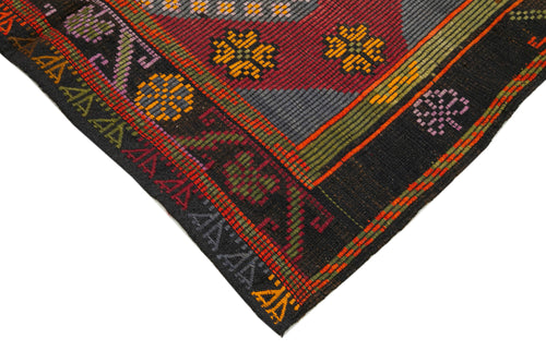 Geometric Kilim Kahverengi Geometrik Keçi Tüyü El Dokuma Halısı 163x325 Agacan