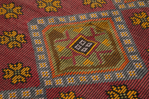 Geometric Kilim Kahverengi Geometrik Keçi Tüyü El Dokuma Halısı 163x325 Agacan