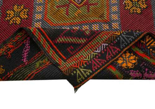 Geometric Kilim Kahverengi Geometrik Keçi Tüyü El Dokuma Halısı 163x325 Agacan