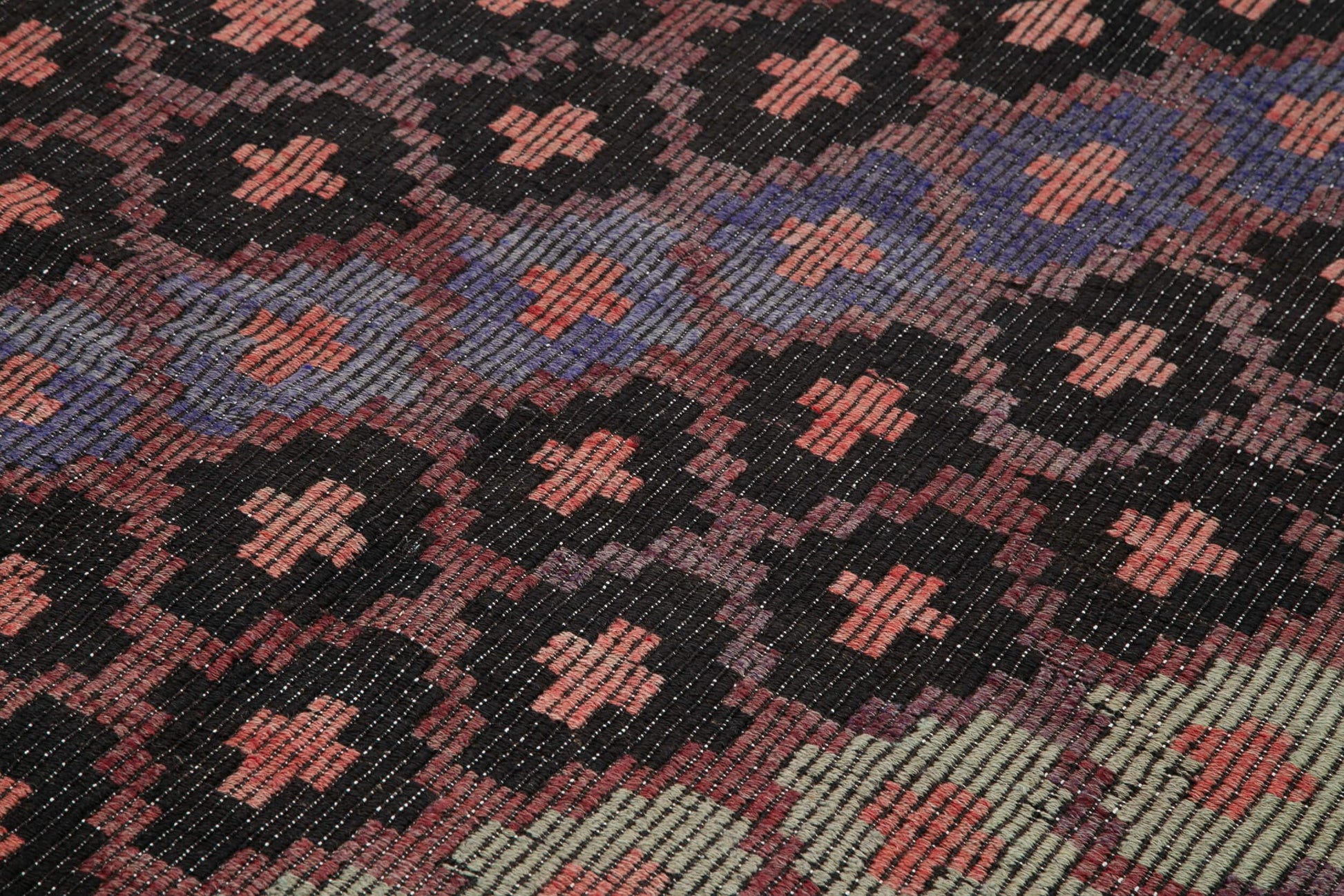 Geometric Kilim Kahverengi Geometrik Keçi Tüyü El Dokuma Halısı 203x308 Agacan