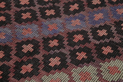 Geometric Kilim Kahverengi Geometrik Keçi Tüyü El Dokuma Halısı 203x308 Agacan