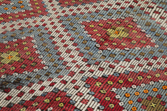 Geometric Kilim Beyaz Geometrik Keçi Tüyü El Dokuma Halısı 175x339 Agacan