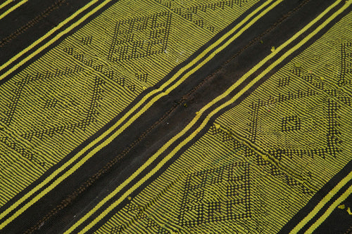 Geometric Kilim Yeşil Geometrik Keçi Tüyü El Dokuma Halısı 170x180 Agacan